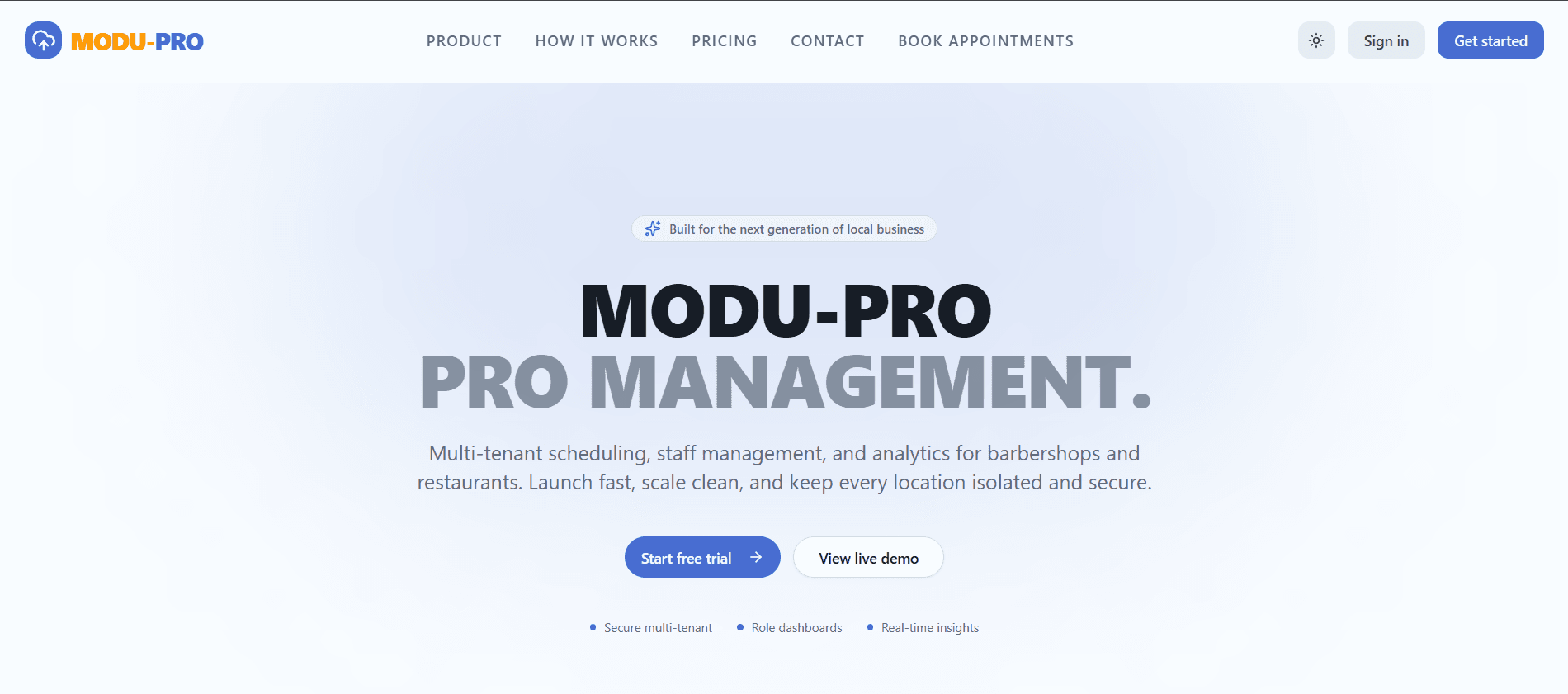 ModuPro — Multi-Tenant SaaS Platform (Demo)